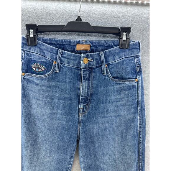 Mother Women sz 25 High Waisted Double Looker Ankle Fray Cotton Denim Skinny - Picture 4 of 16